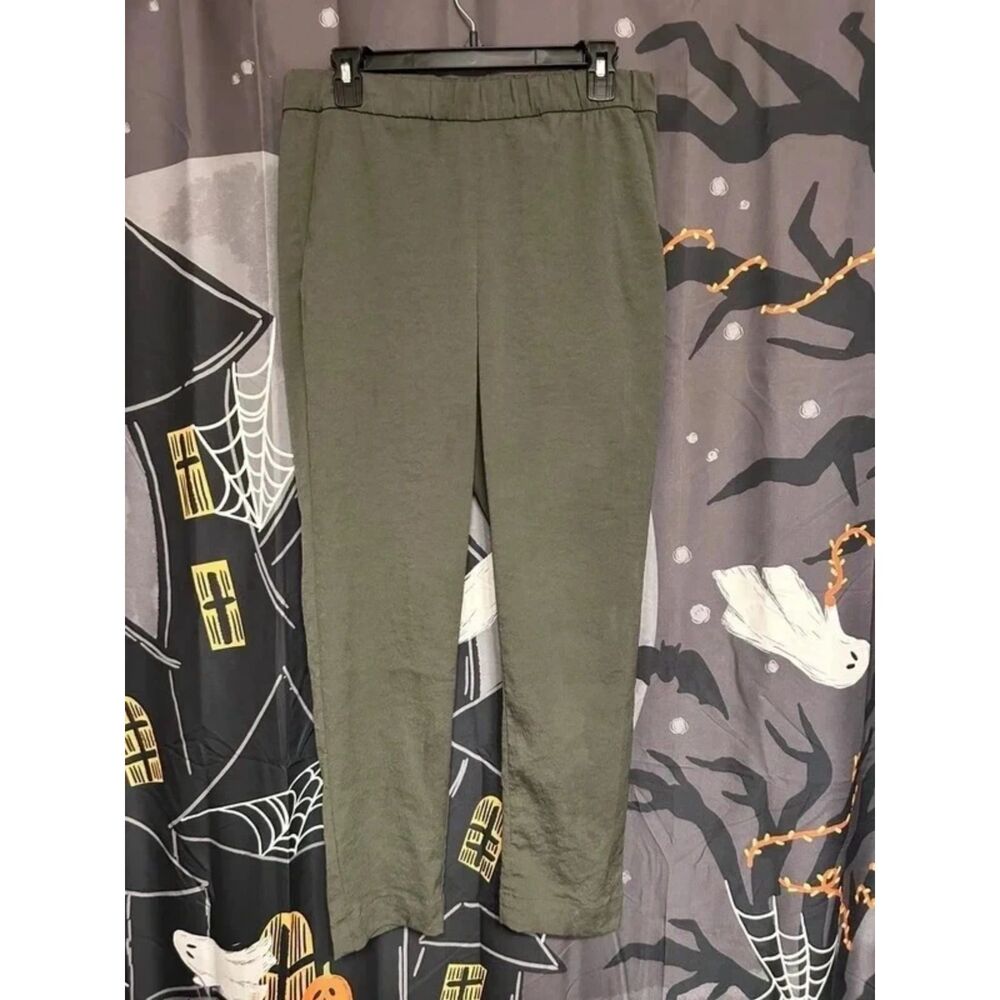 H&M Olive Green Elastic Waist Ankle Trousers / Pants